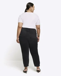 River Island Plus high waisted mom jeans Black Outlet