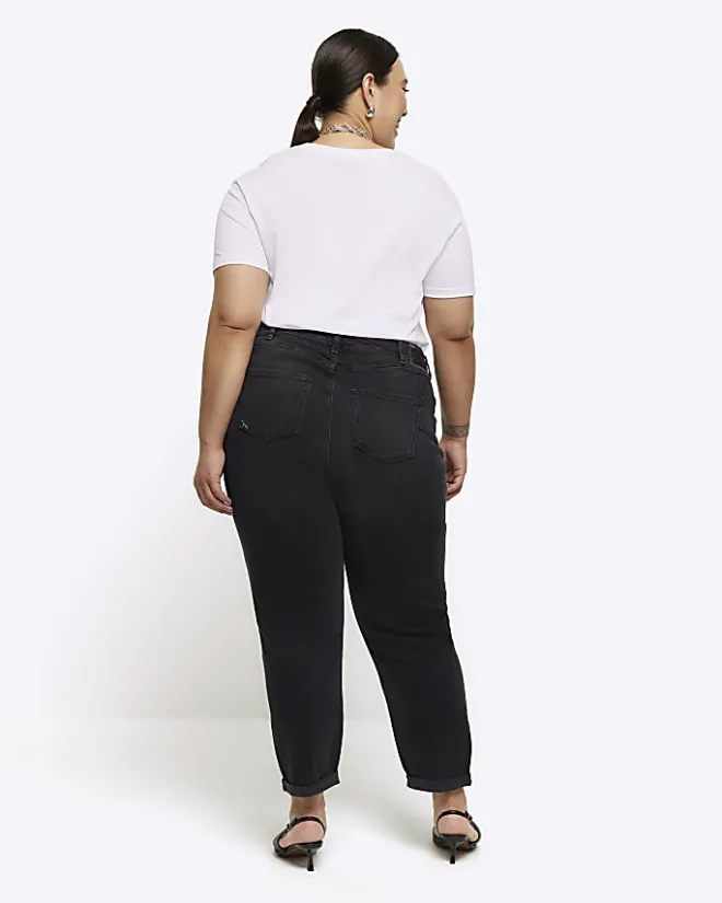 River Island Plus high waisted mom jeans Black Outlet