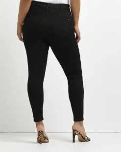 River Island Plus high waisted skinny jeans Black Outlet