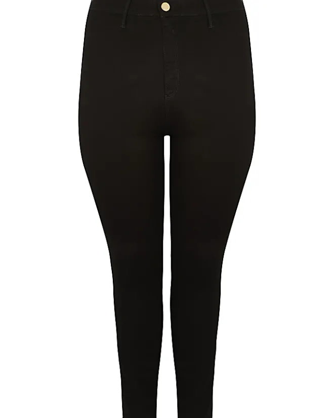 River Island Plus high waisted skinny jeans Black Outlet