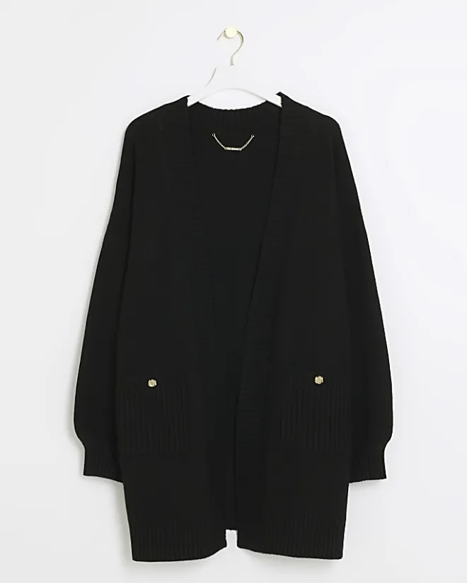 River Island Plus knit cardigan Black Fashion