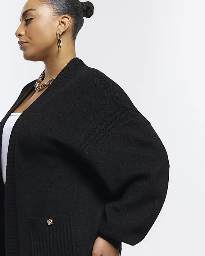 River Island Plus knit cardigan Black Fashion