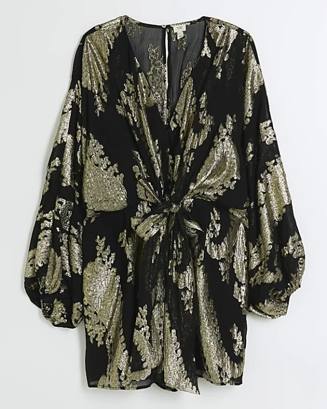 River Island Plus metallic detail playsuit Black Discount