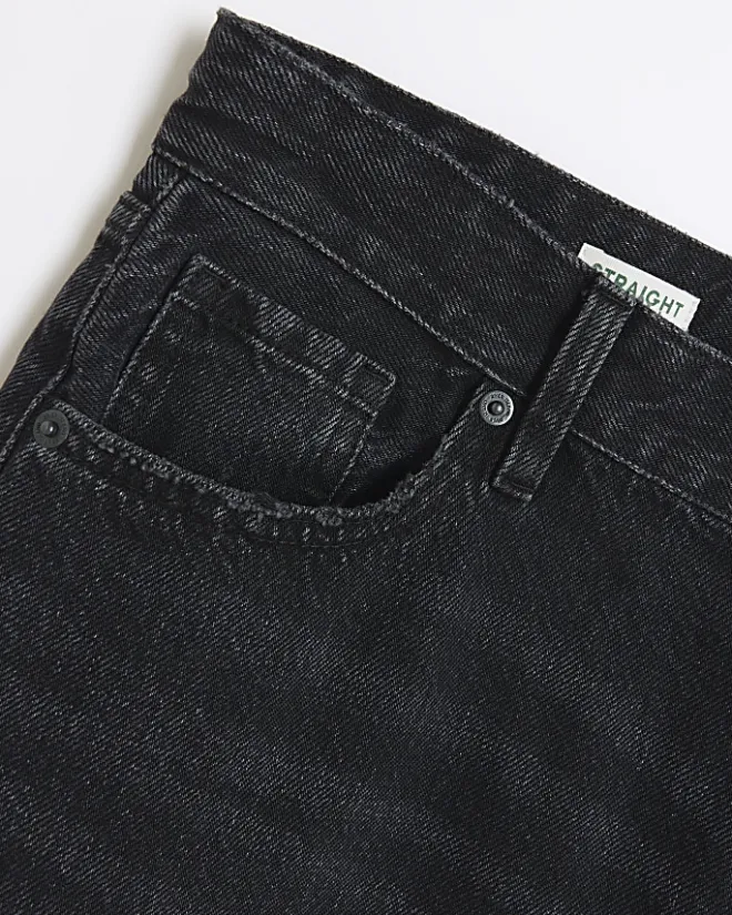 River Island Plus mid rise relaxed straight jeans Black Fashion
