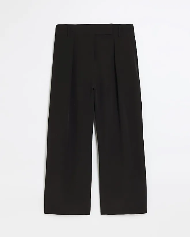 River Island Plus pleated wide leg trousers Black Fashion