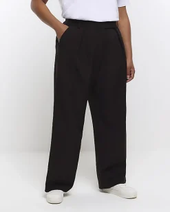 River Island Plus pleated wide leg trousers Black Fashion