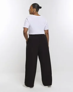River Island Plus pleated wide leg trousers Black Fashion