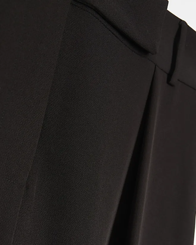 River Island Plus pleated wide leg trousers Black Fashion