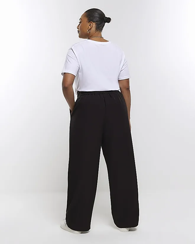 River Island Plus pleated wide leg trousers Black Fashion