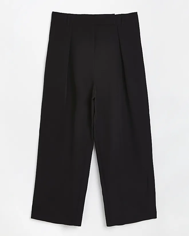 River Island Plus pleated wide leg trousers Black Fashion