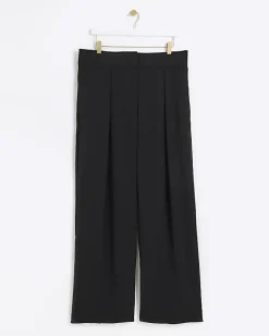 River Island Plus pleated wide leg trousers Black New