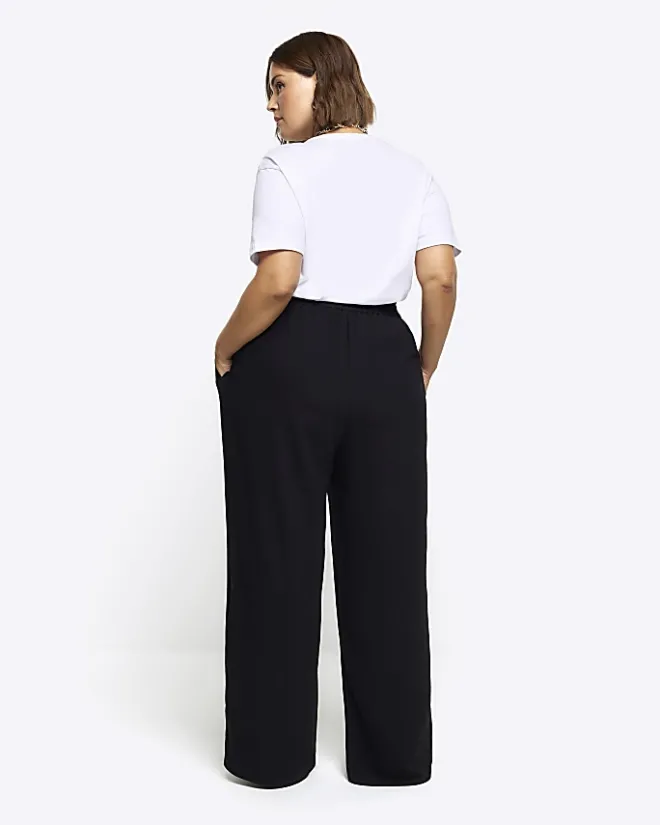 River Island Plus pleated wide leg trousers Black New