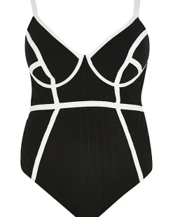 River Island Plus plunge bandage swimsuit Black Hot
