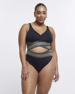 River Island Plus plunge bikini top Black Hot