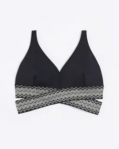 River Island Plus plunge bikini top Black Hot