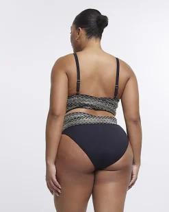 River Island Plus plunge bikini top Black Hot