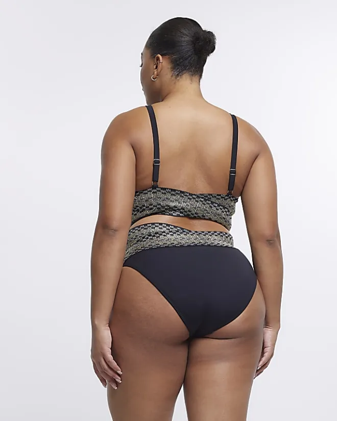 River Island Plus plunge bikini top Black Hot