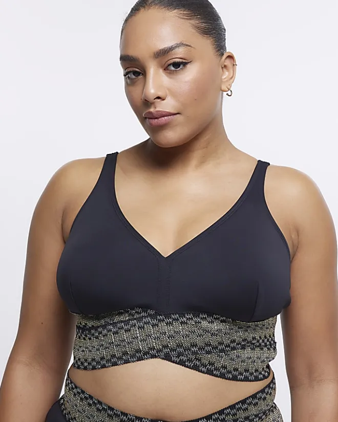 River Island Plus plunge bikini top Black Hot