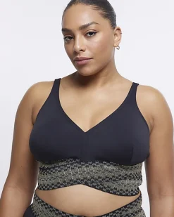 River Island Plus plunge bikini top Black Hot