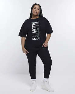 River Island Plus RI Active graphic print t-shirt Black Hot