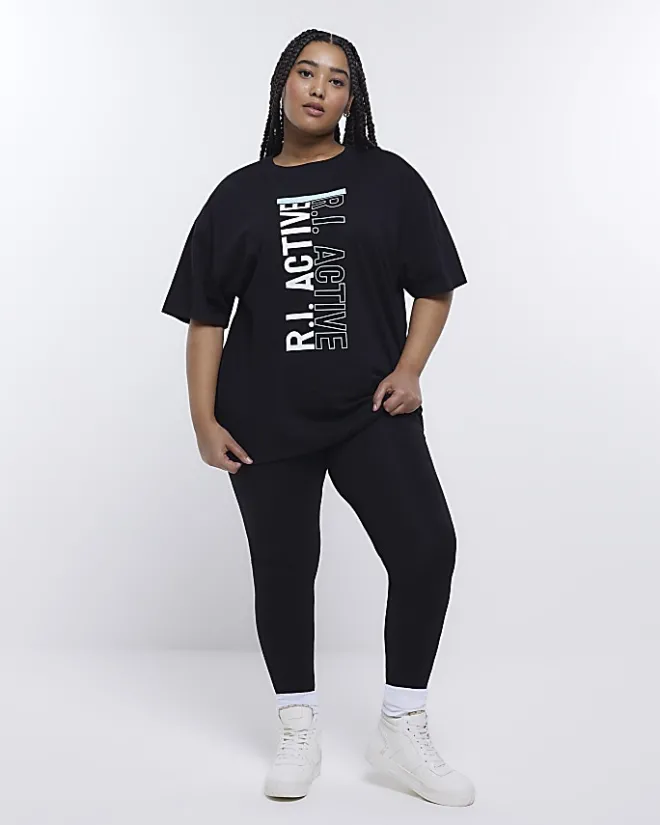 River Island Plus RI Active graphic print t-shirt Black Hot