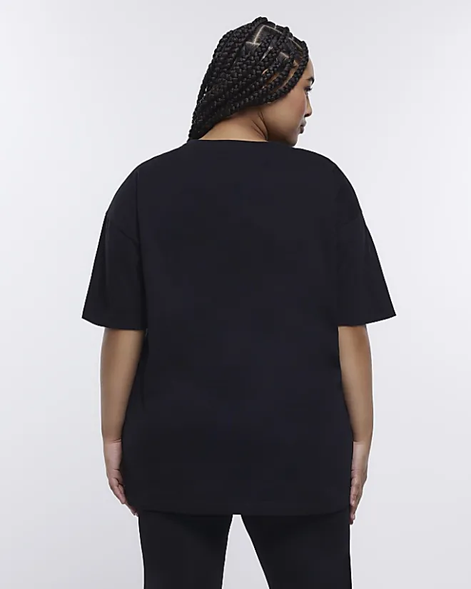River Island Plus RI Active graphic print t-shirt Black Hot