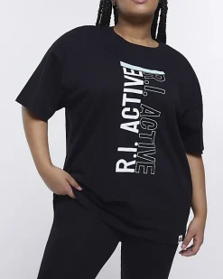 River Island Plus RI Active graphic print t-shirt Black Hot