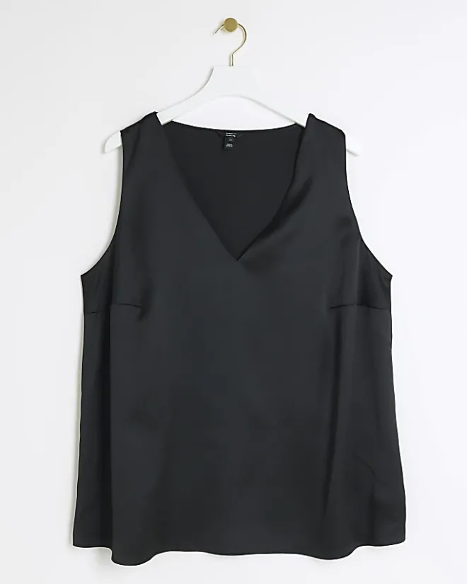 River Island Plus satin tank top Black Fashion