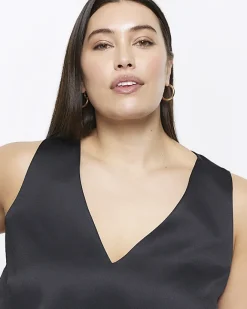 River Island Plus satin tank top Black Fashion