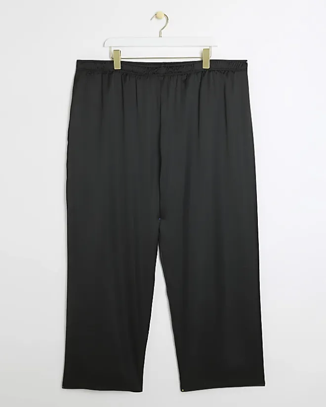 River Island Plus satin wide leg trousers Black Online