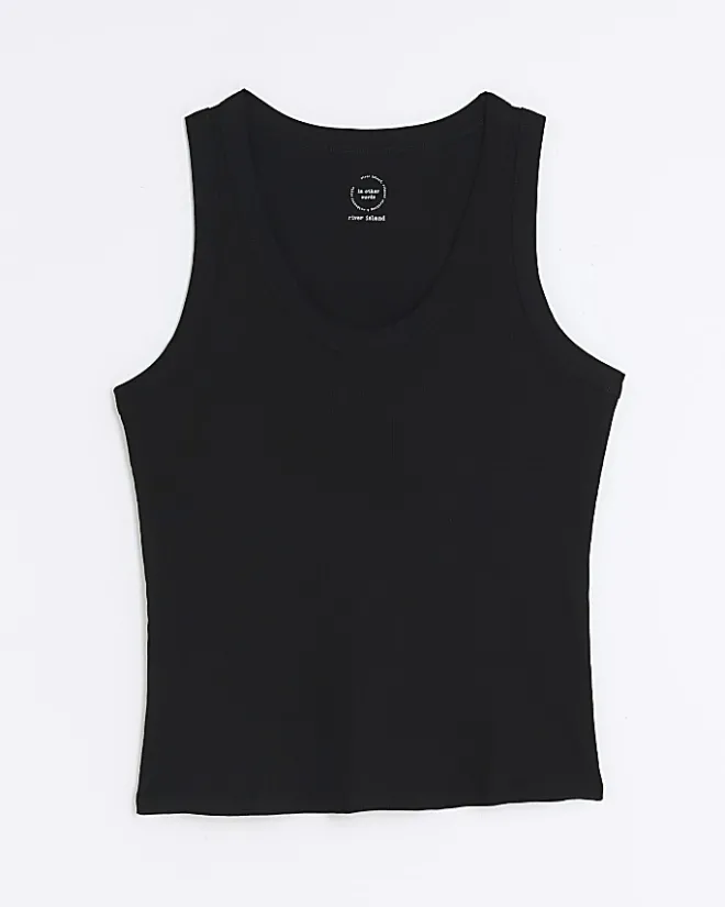 River Island Plus scoop neck vest top Black Outlet