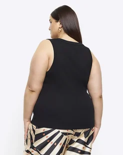 River Island Plus scoop neck vest top Black Outlet