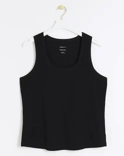 River Island Plus scoop neck vest top Black Discount