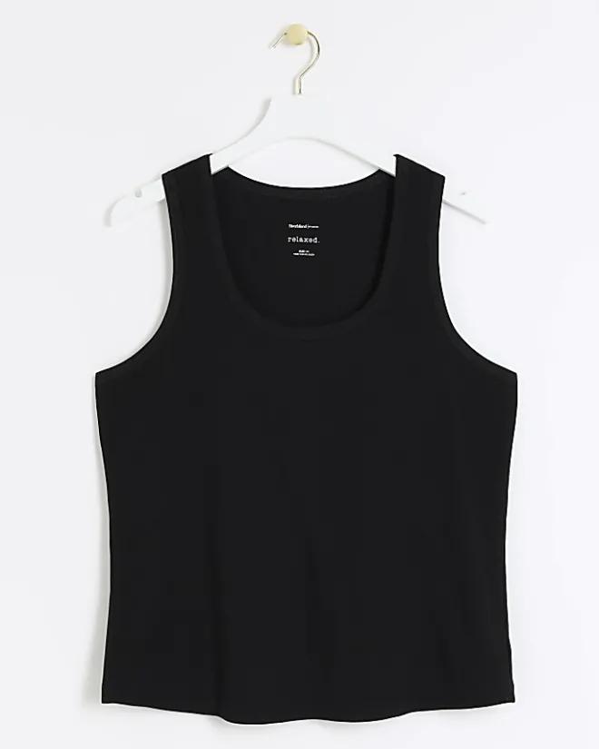 River Island Plus scoop neck vest top Black Discount