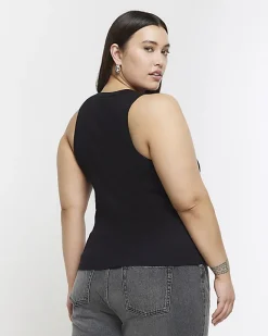 River Island Plus scoop neck vest top Black Discount