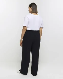 River Island Plus side stripe wide leg joggers Black Outlet
