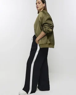 River Island Plus side stripe wide leg joggers Black Outlet
