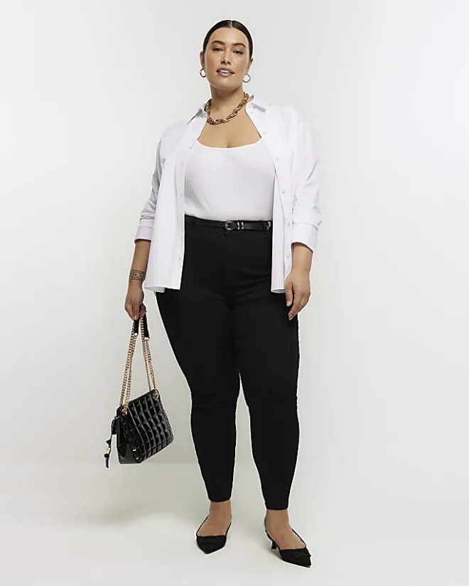 River Island Plus skinny fit bum sculpt jeans Black Discount