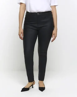 River Island Plus skinny fit coated jeans Black Discount