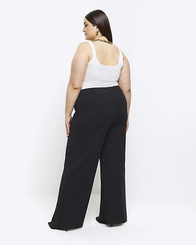 River Island Plus stitched wide leg trousers Black Sale