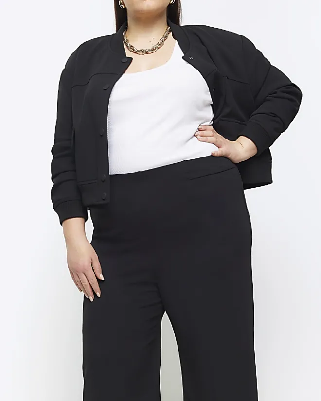 River Island Plus stitched wide leg trousers Black Sale