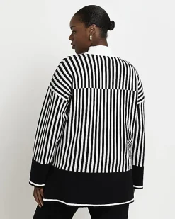 River Island Plus stripe long sleeve jumper Black Fashion
