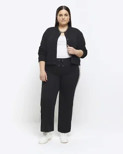 River Island Plus tailored crop bomber jacket Black Clearance
