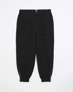 River Island Plus zip cuffed cargo trousers Black Hot