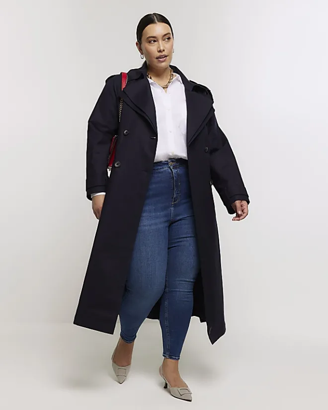 River Island Plus bum sculpt skinny jeans Blue Clearance