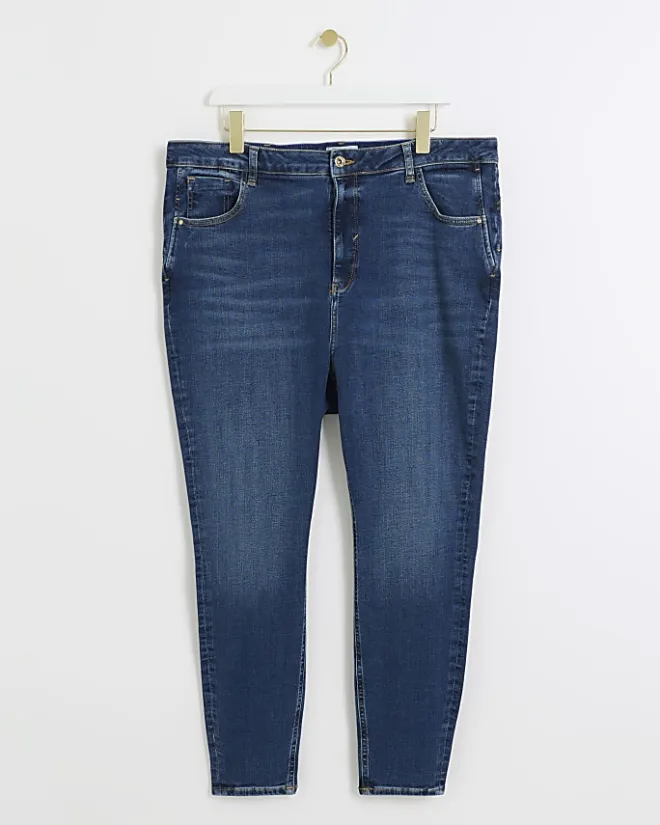 River Island Plus bum sculpt skinny jeans Blue Hot