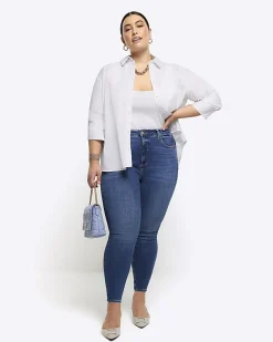 River Island Plus bum sculpt skinny jeans Blue Hot