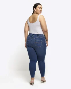 River Island Plus bum sculpt skinny jeans Blue Hot