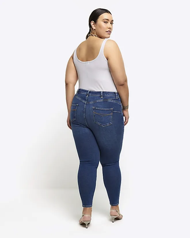 River Island Plus bum sculpt skinny jeans Blue Hot