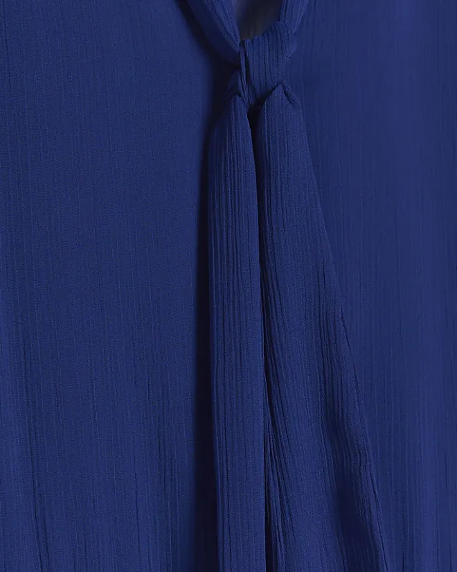 River Island Plus chiffon tie neck swing maxi dress Blue Outlet